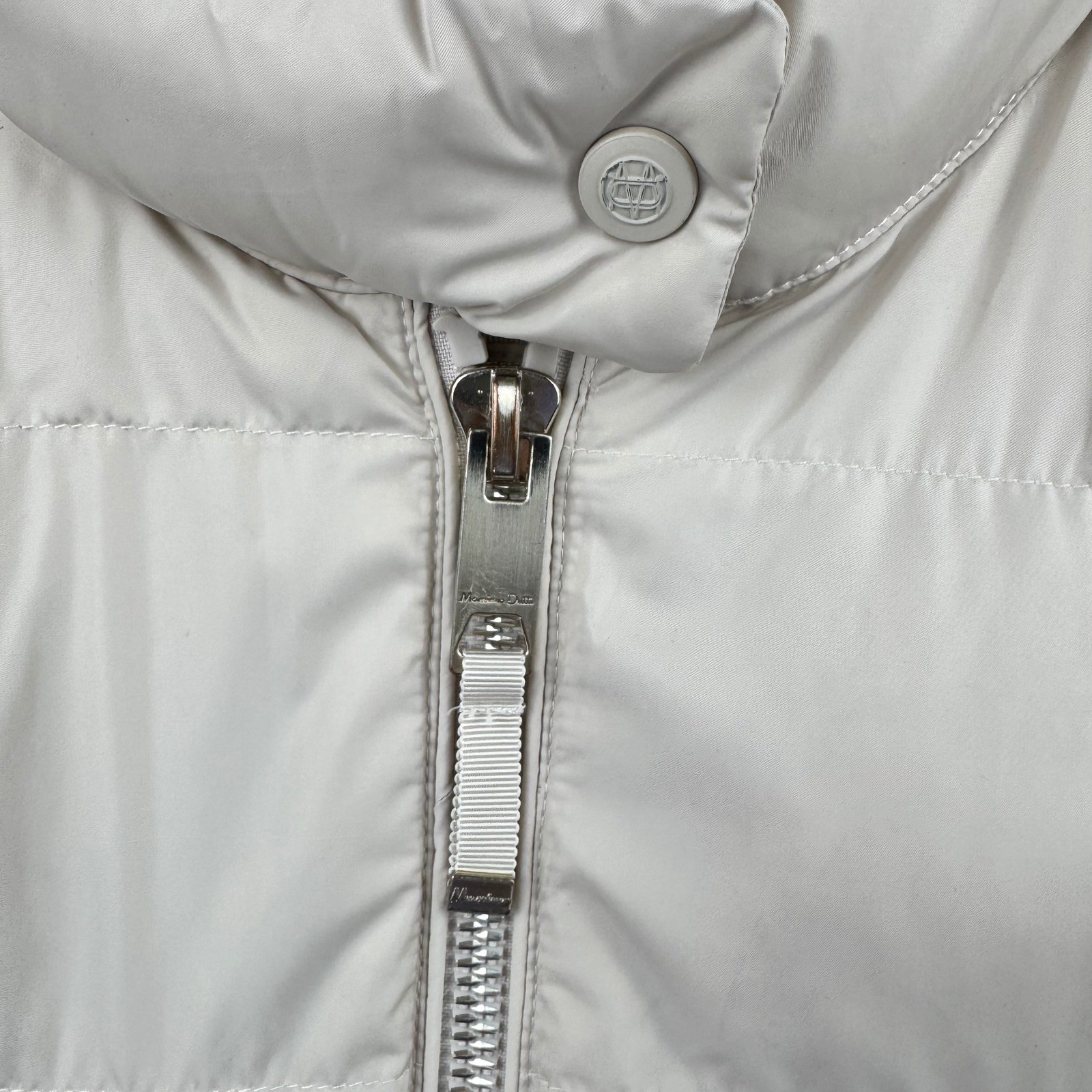 Massimo Dutti Puffer Jacket Small Womens Ivory Water Repellent Quilted Zip Up thumbnail 7