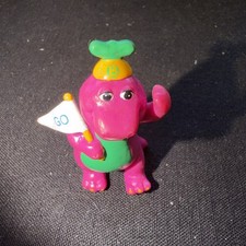 Vintage Barney  Friends PVC Figure Holding Go Flag 1993 Cake Topper Dinosaur