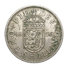 1956 UK Shilling Elizabeth II Young Head Scottish Arms Pre-Decimal Era