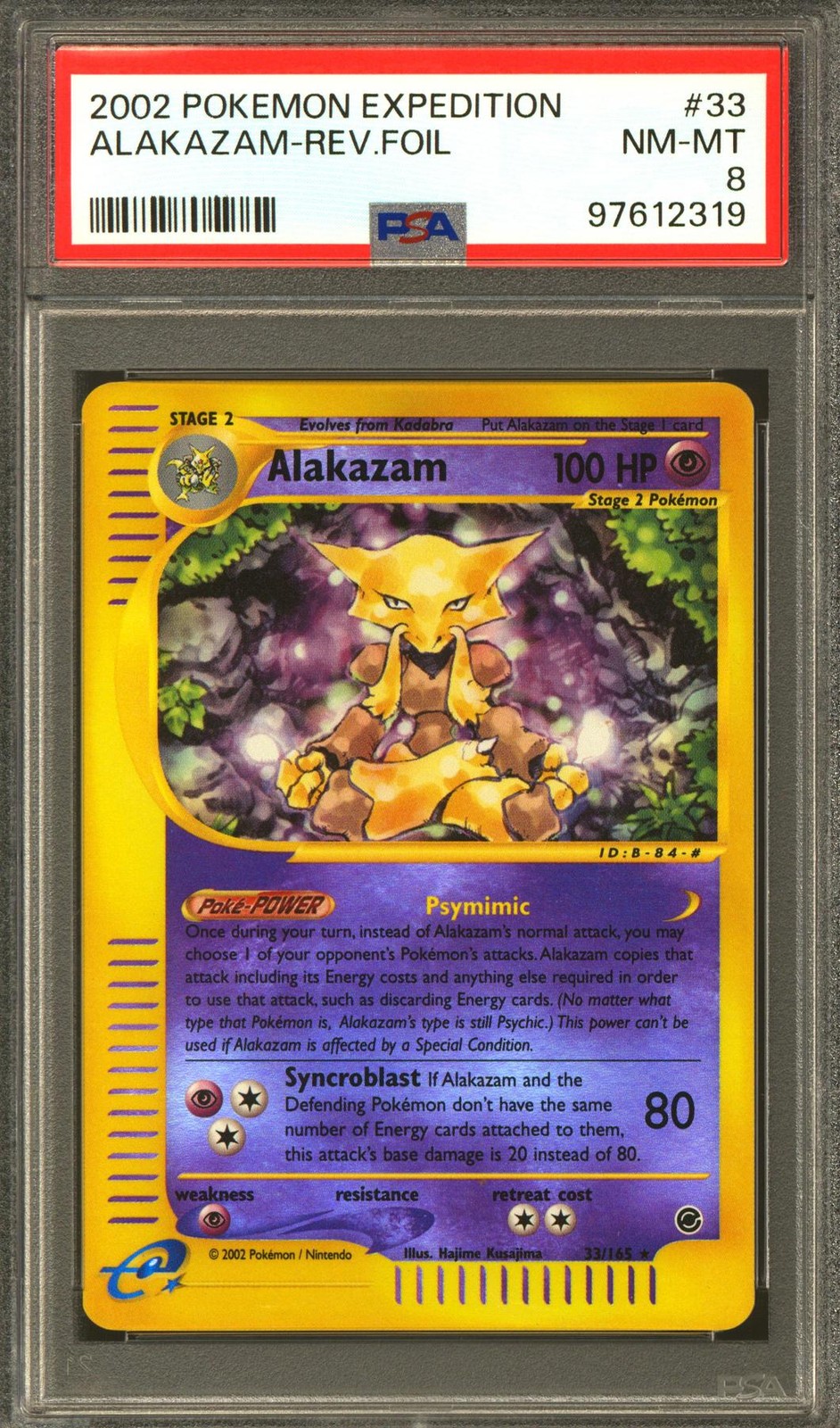 Pokemon Expedition Reverse Holo Foil Alakazam 33/165 PSA 8