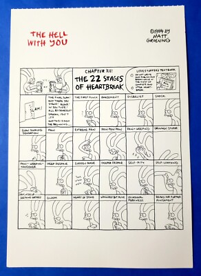 Postcard Life In Hell Comic Strip Matt Groening ''22 Stages of Heartbreak''
