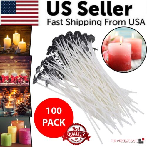 Candle Wicks 6 Inch Cotton Core Candle Making Supplies Pre Tabbed 100PCS New - Picture 1 of 19