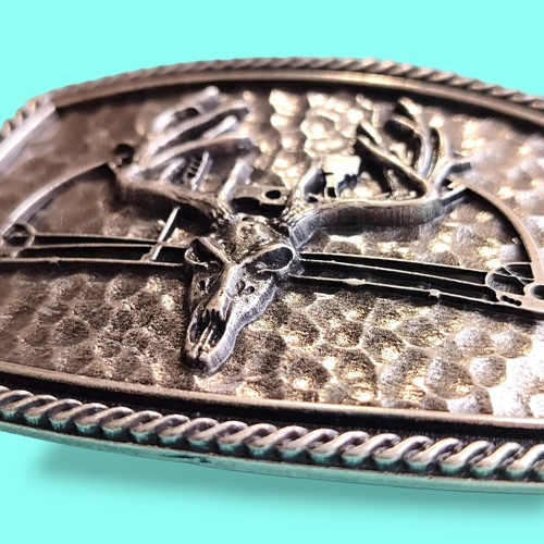 Montana Silversmiths Bow Hunting Elk Skull Metal Belt Buckle - Picture 4 of 7