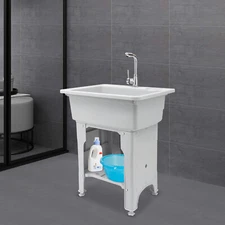 Freestanding Utility Tub Sink Utility Sink Laundry Tub With Faucet & Basement