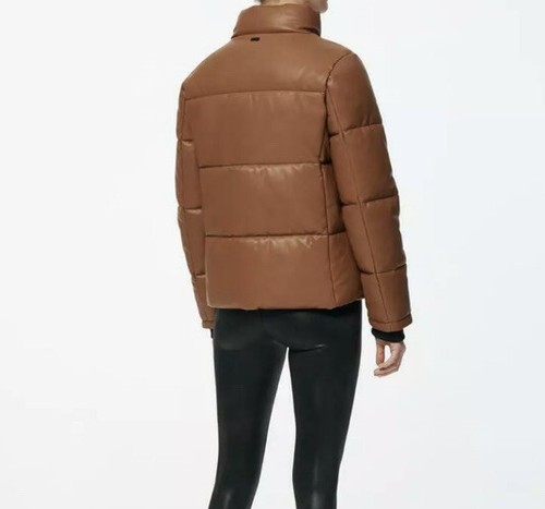 MARC NEW YORK Brown Alex Faux Leather Zip Up Super Puffer Jacket Size L Large - Picture 3 of 12