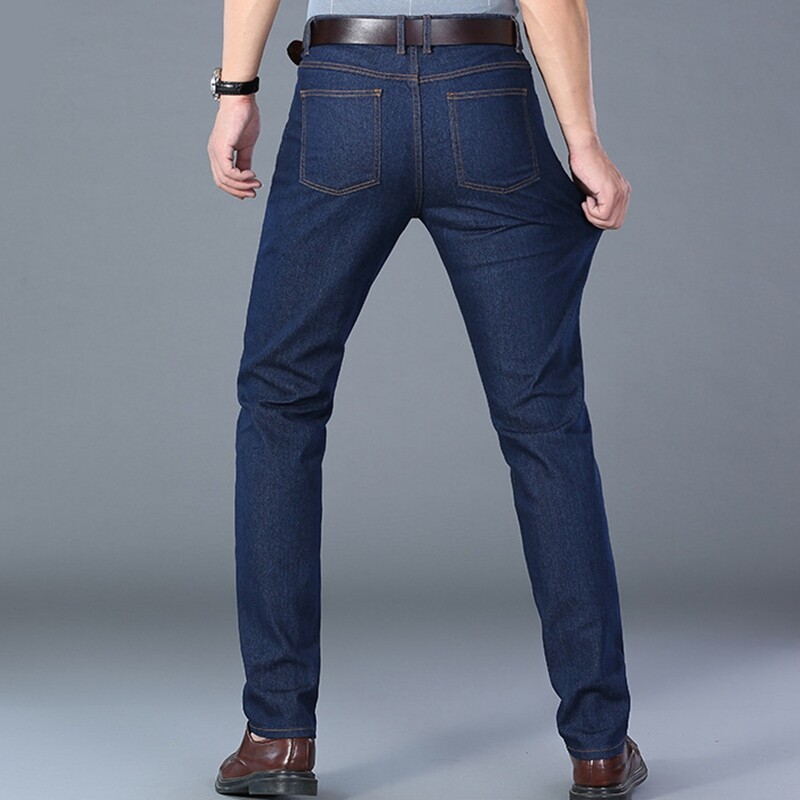 Men Jeans Denim Pants Slim Fitted Trousers Bottoms Zip Up Pocket Casual  Business
