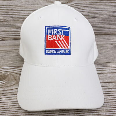 FIRST BANK ONE SIZE WHITE ADJUSTABLE STRAPBACK BASEBALL HAT CAP
