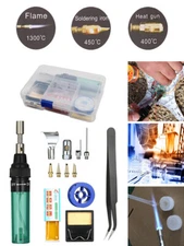 13PCS Gas Soldering Iron Cordless Butane Torch Welding Pen 1300°C Adjustable Set