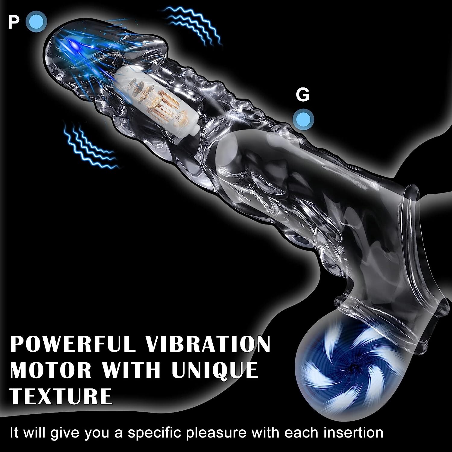 New Vibrating Penis Extender Sleeve Enhancer Enlarger Girth Cockring Sex Toy for Men.