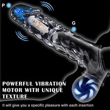 Vibrating Penis Extender Sleeve Enhancer Enlarger Girth Cockring Sex Toy for Men