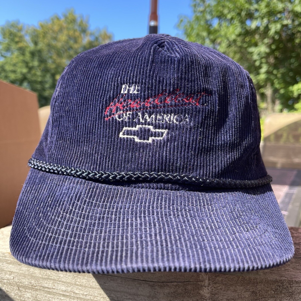 Vintage 90s Heartbeat of America Chevrolet Chevy Corduroy Snapback