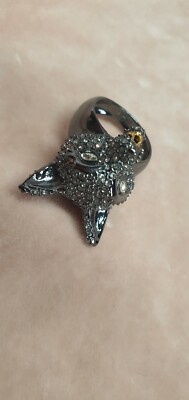 Alexis Bittar schwarz Rotguss Kristall verkrustet Fuchs Ring Größe P 