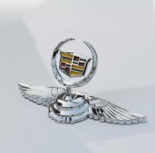 For Cadillac Car Hood Emblem Bonnet Front Badge Sticker Decal Logo Wings Silver