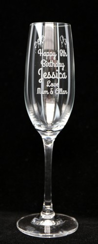 PERSONALISED LASER ENGRAVED CHAMPAGNE GLASS BIRTHDAY 18TH 30TH 40TH 50TH FAVOUR - Picture 13 of 15