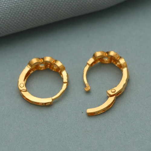 Gold Hoop Earrings 20K Fine Gold Indian Bali Hoop Earrings - Picture 3 of 7