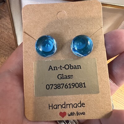 Glass Stud Earrings - Handmade - Oban - Scotland - Holiday Gift Brand New