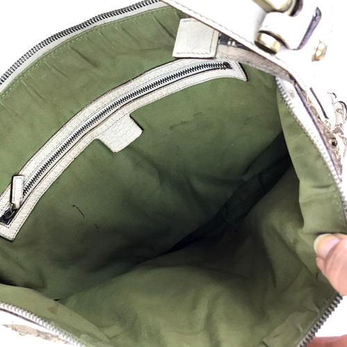 GUCCI Pelham Web Hobo Studded Brown Canvas Ivory Leather EXTREMELY DISTRESSED - Picture 15 of 21