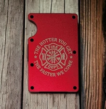 Custom Engraved in USA  "Firefighter Hotter You Get...," Slim Wallet, RFID Block
