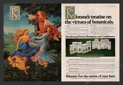 Klorane 1980s Print Advertisement Ad (2 pages) 1983 Botanicals Hair