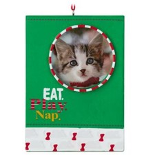 Hallmark Cat Kitten Kitty Photo Picture Frame Christmas Tree Ornament