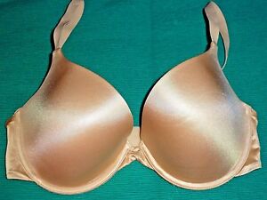 bra maidenform underwire demi euc 34d beige satin lift custom