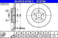 2X ATE 24.0312-0154.1 Bremsscheibe