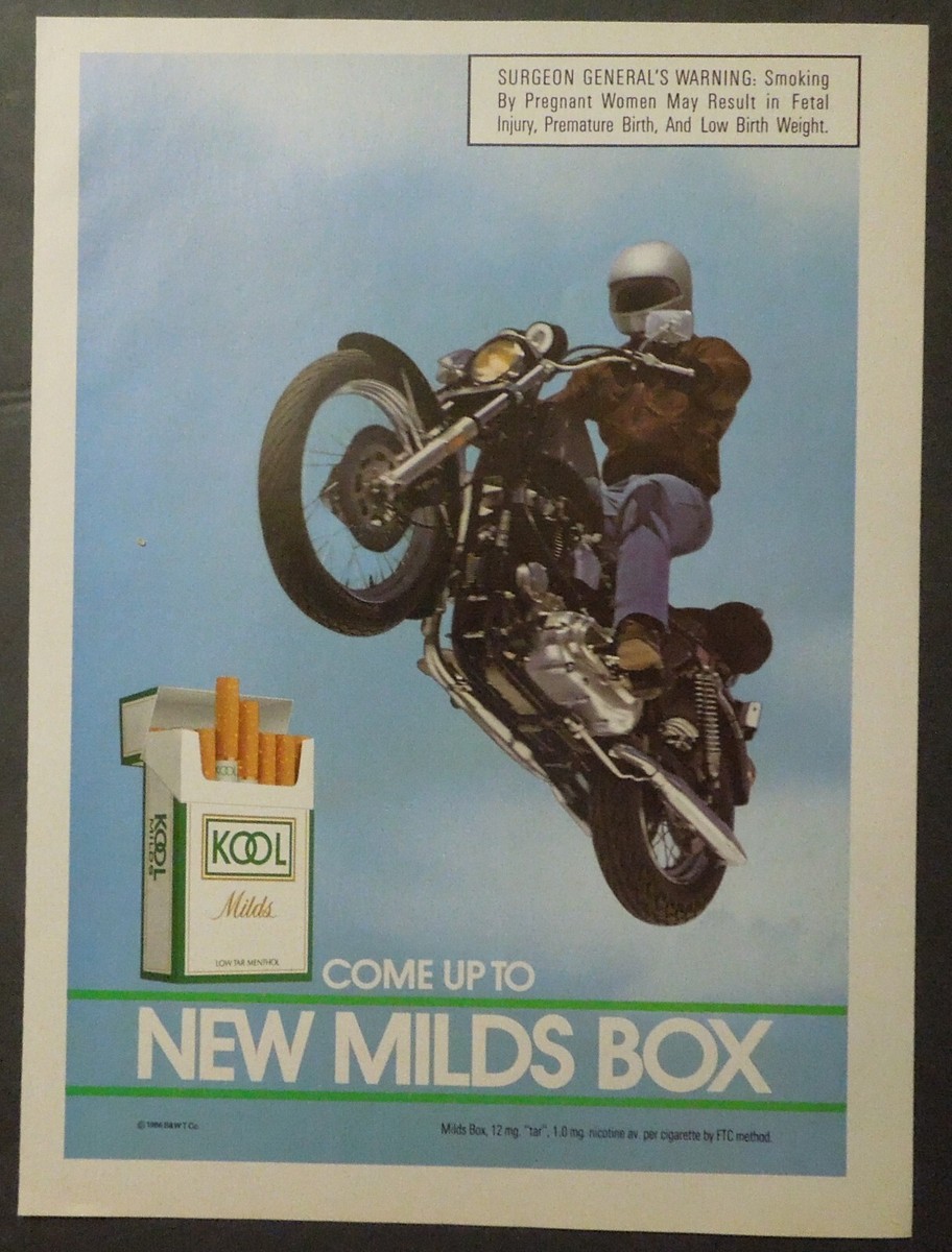 1986 KOOL MILDS BOX Cigarettes Magazine Ad