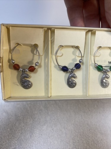 Pier 1 Imports Wine Glass Charms set of 6 colorful Wine Glass Drink Paisley - Picture 14 of 14