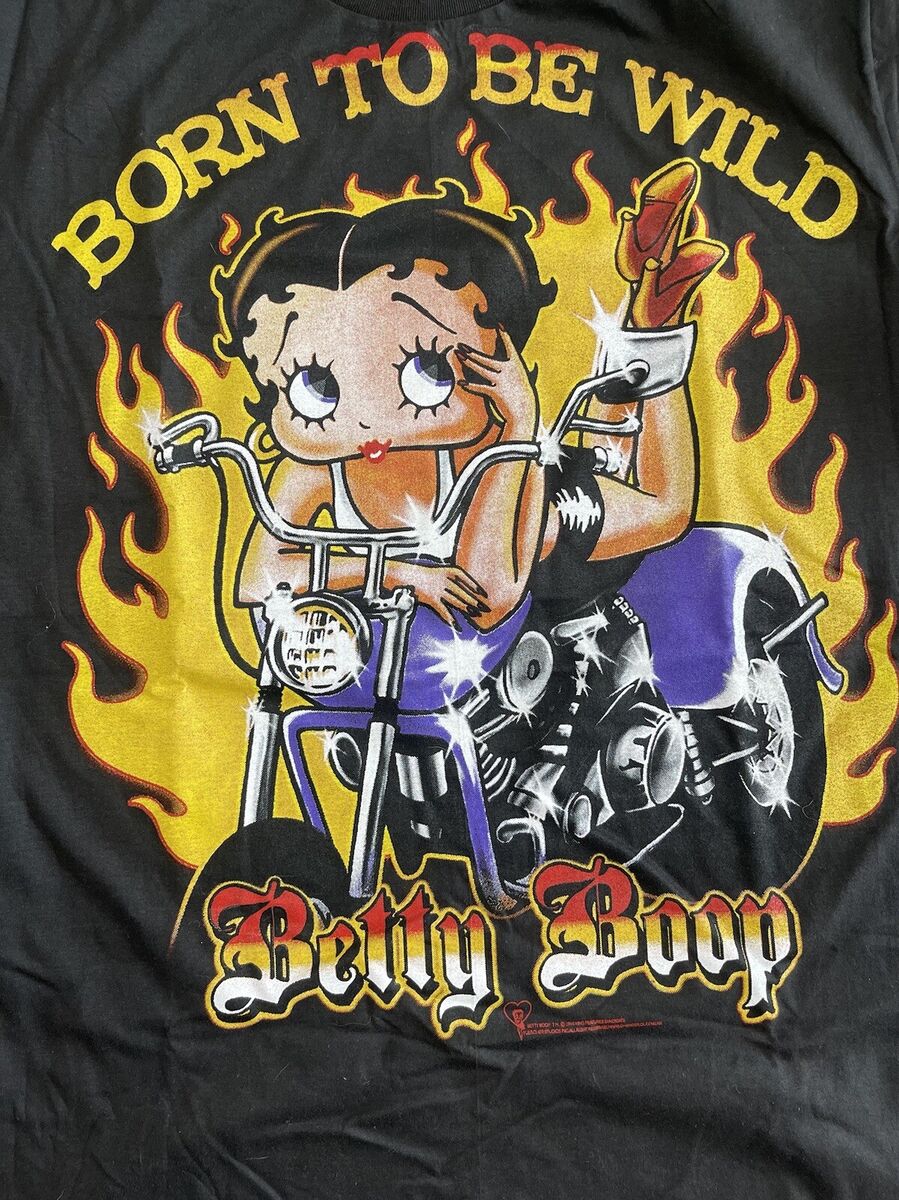 VTG 1994 BETTY BOOP Biker Born To Be Wild DOUBLE SIDED 90s VTG 1994 BETTY BOOP Biker Born To Be Wild DOUBLE SIDED 90s