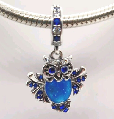  Sparkly Glow In The Dark Eule Charm Anhänger Armband S925 Geschenk 