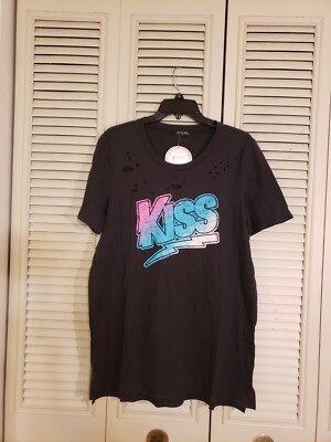 Zutter USA Size Large Black Distressed KISS T Shirt NWT! - Main Image
