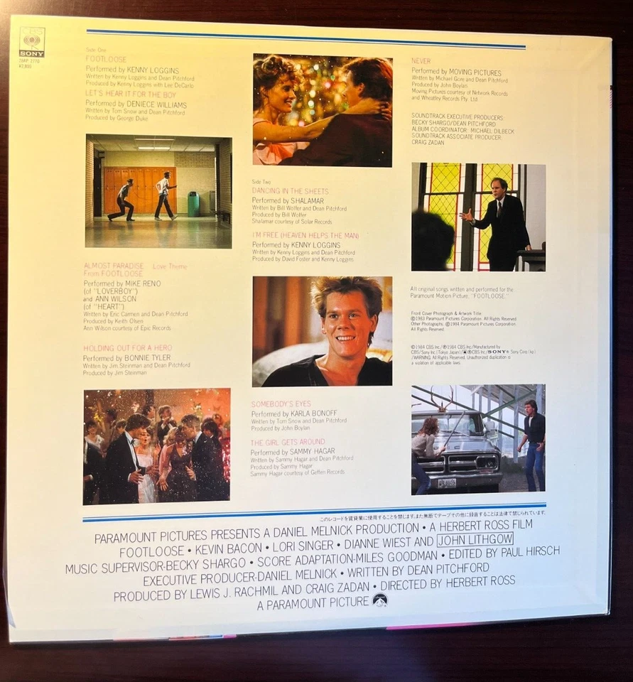 Footloose Original Soundtrack LP Vinyl Record 1984 Vintage NM 28AP2770 OST Japan - Image 2 of 3