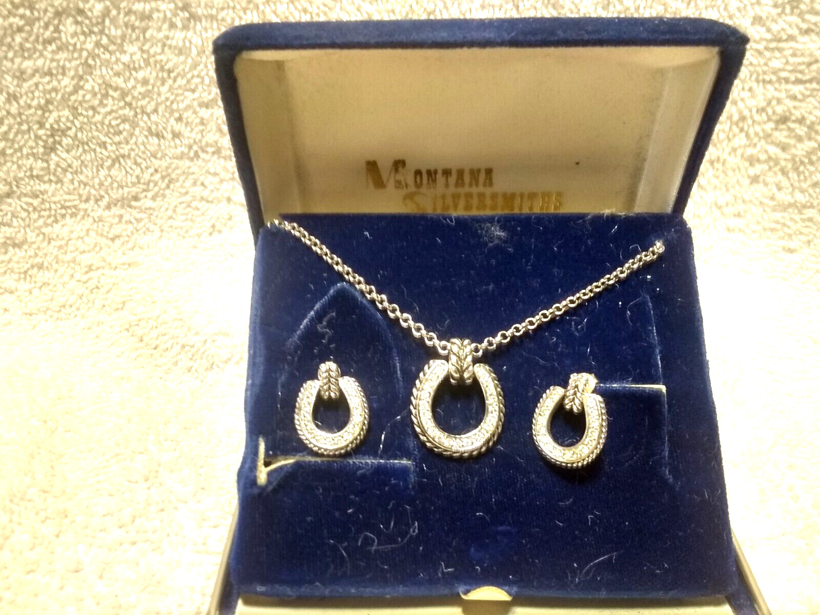 Montana Silversmiths Silver Crystal Filled Horseshoe Jewelry Set