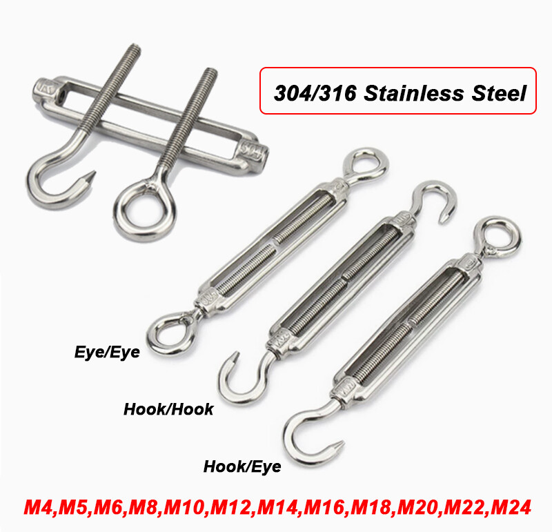 Hsaemall Spannschloss aus Edelstahl, M8, Haken und Öse, robust Hsaemall Spannschloss aus Edelstahl, M8, Haken und Öse, robust