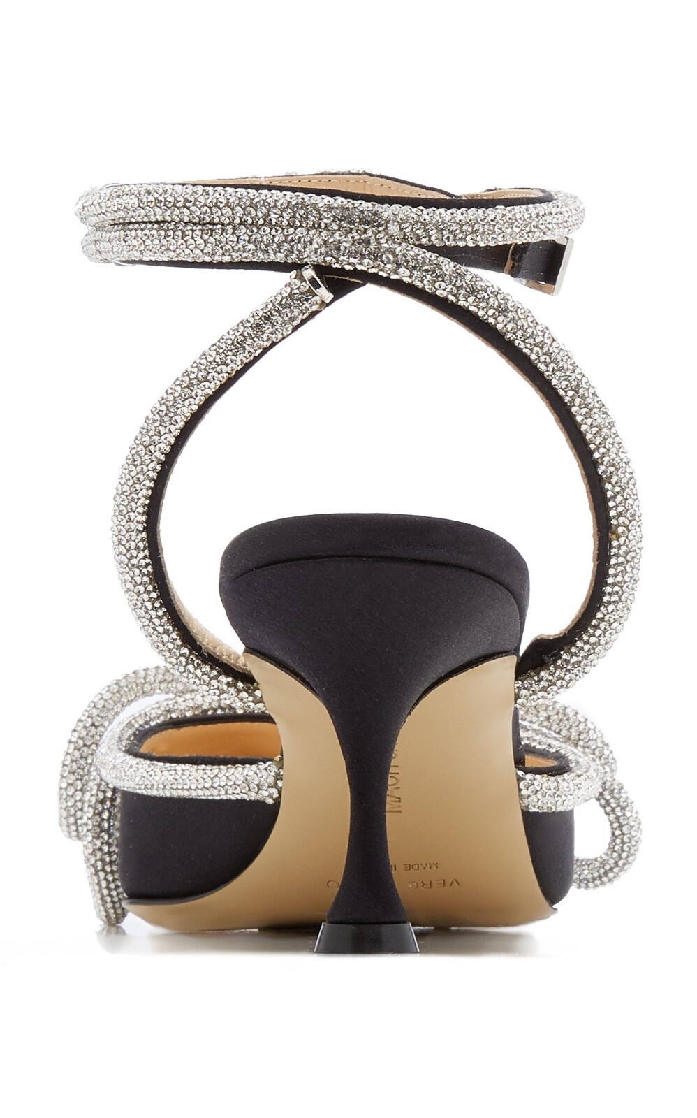 Mach & Mach Double Bow Crystal-Embellished Black Satin Pumps, EU 