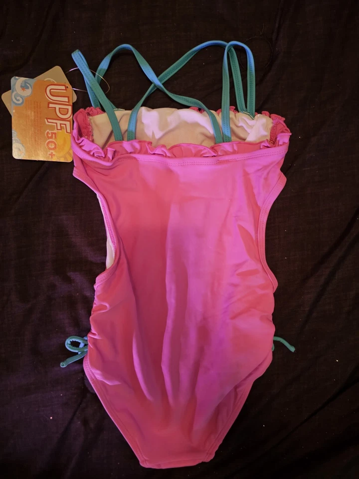 [Disney Store] Traje de baño Anna Elsa Frozen Trikini para niñas - Talla mediana 7/8 Nuevo con etiquetas Foto 2 de 2