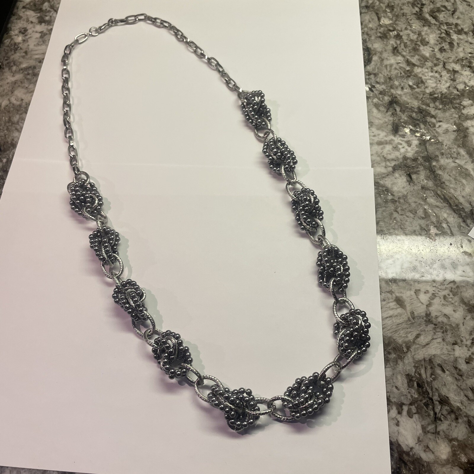 Signed LOFT Silver Tone Long Statement Chain Neck… - image 11