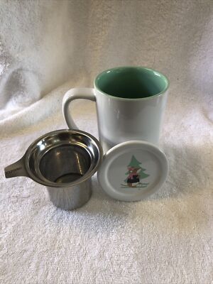 David's Tea Skiing Mouse Nordic Mug Retired w/ Lid + Infuser -MUG DESIGN MISSING