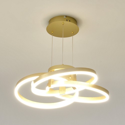 Modern Pendant Light Gold Wave LED Ceiling Lamp Dimmable Dining Room Chandelier - Picture 9 of 14