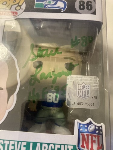 Steve Largent Seattle Seahawks #86 Signed Funko Pop HOF 95 #80 Beckett Auth Auto - Picture 2 of 9