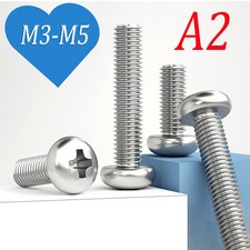 M3 - M5 A2 Stainless Pozi Pan Head Machine Screws Posi Pozidrive Screw Din 7985