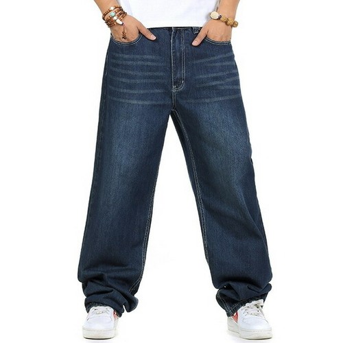 Da Uomo Hip-Hop Baggy Jeans Pantaloni Da Skateboard denim loose streetwear  Stonewashed | eBay