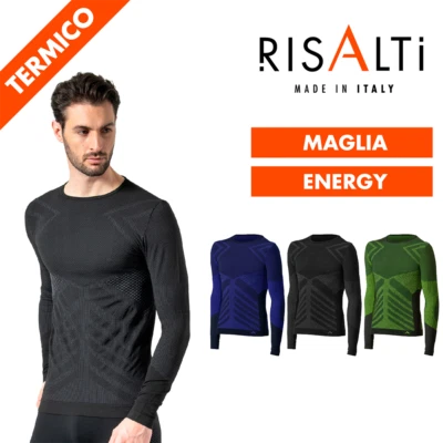 Maglia Termica Uomo Manica Lunga Energy - Intimo Termico Traspirante, Risalti