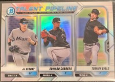 2021 BOWMAN CHROME MARLINS TALENT PIPELINE BLEDAY EDWARD CABRERA TOMMY EVELD
