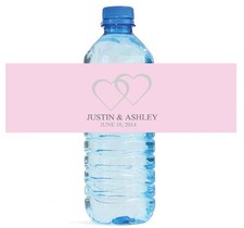 100 Modern Pink Water Bottle Labels Personalized Wedding Party Glossy Waterproof