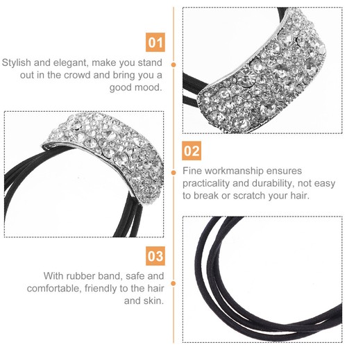 2 Pcs Rhinestone Hair Tie Man Woman Ponytail Buckle Holder Cuffs - Picture 2 of 12