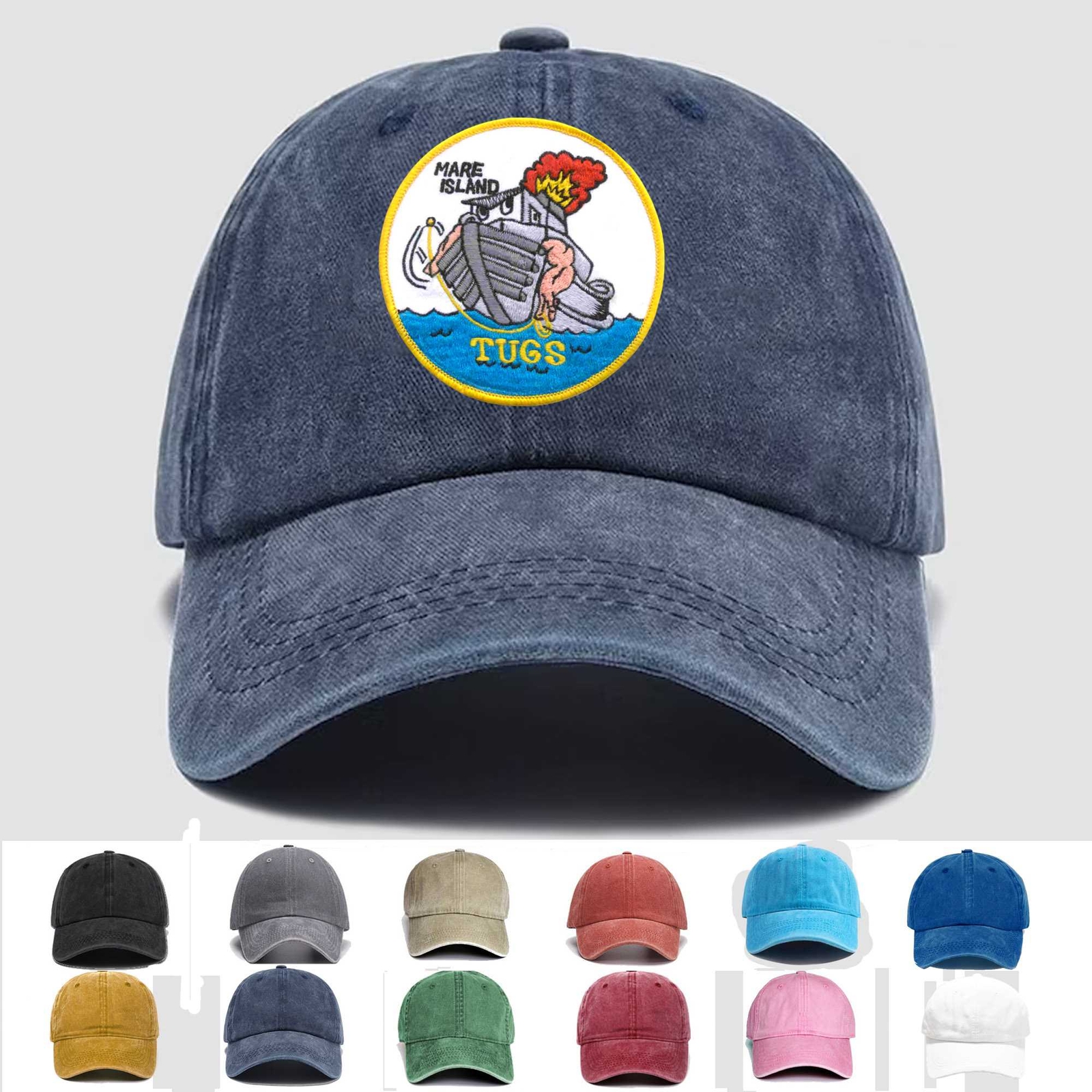 Custom Embroidered Hat Mare Island Tugs, Veteran Cap, Trucker Hat, Gift Idea