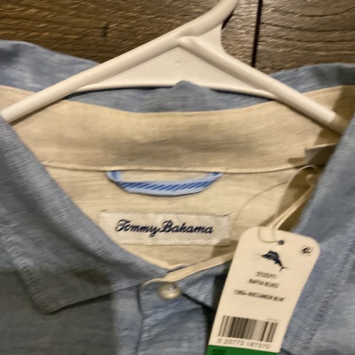 Tommy Bahama Men's Raffia Blues Linen Long-Sleeve Woven Shirt Buccaneer Blue L - Picture 4 of 5