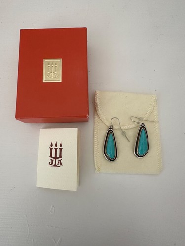 JAMES AVERY TURQUOISE PUERTO DE LUNA EARRINGS BRONZE & STERLING SILVER RETIRED