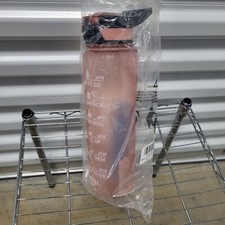 32oz Water Bottle with Time Marker, Durable Plastic, Pink